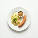 Bockwurst mit Kartoffelsalat und Senf