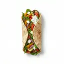 Döner vegetarisch, Fladenbrot gefüllt mit Rohkost, Schafskäse und Sauce
