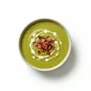 Erbsensuppe mit Gemüsebrühe, Suppengrün und Speck, gebunden