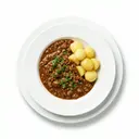 Haschee mit Rinderhackfleisch von dunkler/brauner Grundsauce