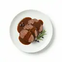 Hirschbraten mit Wildsauce von dunkler/brauner Grundsauce