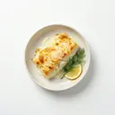 Kabeljaufilet gefüllt, mit Grundsauce hell/weiß mit Sahne, gebacken