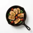 Kalbfleischkäse mit Schweinefleisch, gebraten ohne Fett (Pfanne)