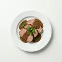 Kalbsbraten mit Weißwein-Sahnesauce von dunkler/brauner Grundsauce