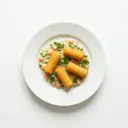 Kartoffelkroketten mit Karotten und Erbsen in Grundsauce hell/weiß mit Sahne