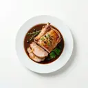 Kasseler Rippenspeer gebraten im Ofen, mit Rotweinsauce von dunkler/brauner Grundsauce