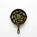 Miesmuschel tiefgefroren, gebraten ohne Fett (Pfanne)