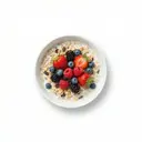 Müsli gesüßt, mit Milch 3,5 % Fett und Fruchtmischung