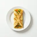 Pfannkuchen/Eierkuchen, gebraten, gefüllt mit gedünstetem Mischgemüse
