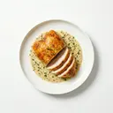 Pute gebraten im Ofen, mit Sahnesauce von dunkler/brauner Grundsauce