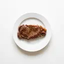 Rind Steak (Rücken) mariniert, gebraten ohne Fett (Pfanne)