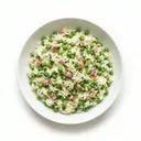 Risi-Pisi (gekochter Reis mit gedünsteten grünen Erbsen)