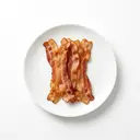 Schwein Frühstücksspeck, Rohpökelware, geräuchert, gebraten ohne Fett (Ofen)