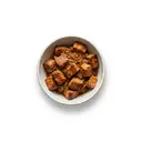 Schwein Gulasch (Restbug) gebraten ohne Fett (Pfanne)