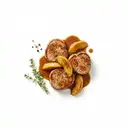 Schweinemedaillon gebraten, mit Apfel und Sauce