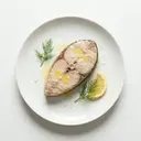 Schwertfisch gedünstet (mit Fett und Salz)