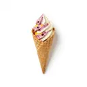 Speiseeis (Frucht, Vanille) gemischt, in Waffeltüte