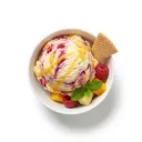 Speiseeis (Frucht, Vanille) gemischt, mit Eierlikör