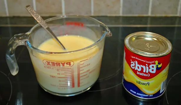 Foto von Britischer Eierfreier Pudding nach Bird – fertig angerichtet