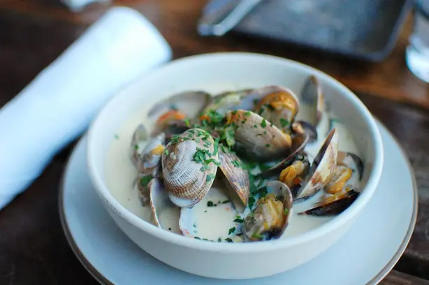 Foto von Klassische Klare Muschelsuppe – fertig angerichtet