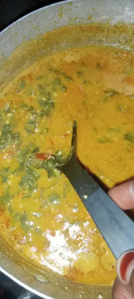 Foto von Westafrikanische Erdnusssuppe (Groundnut Soup) – fertig angerichtet