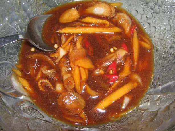 Foto von Malaysische Budu-Fischsauce – fertig angerichtet